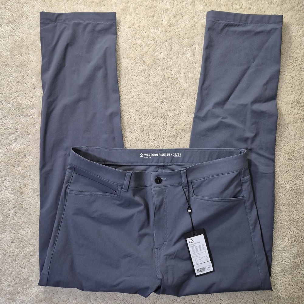 Western Rise Evolution Pant Men 35/32 Blue Gray Slim Performance Stretch Golf